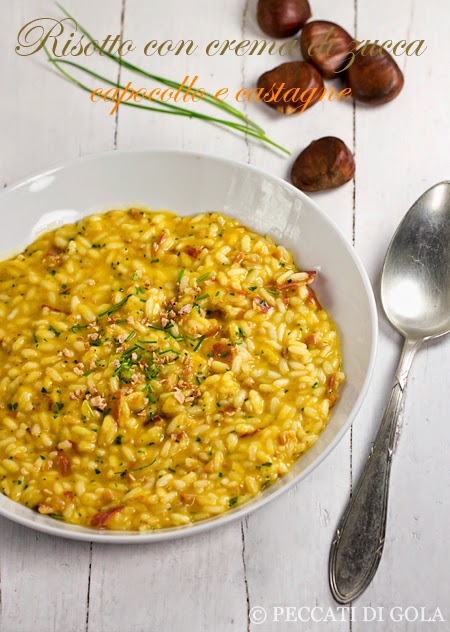cucina e ricette-risotto con zucca castagne e capocollo